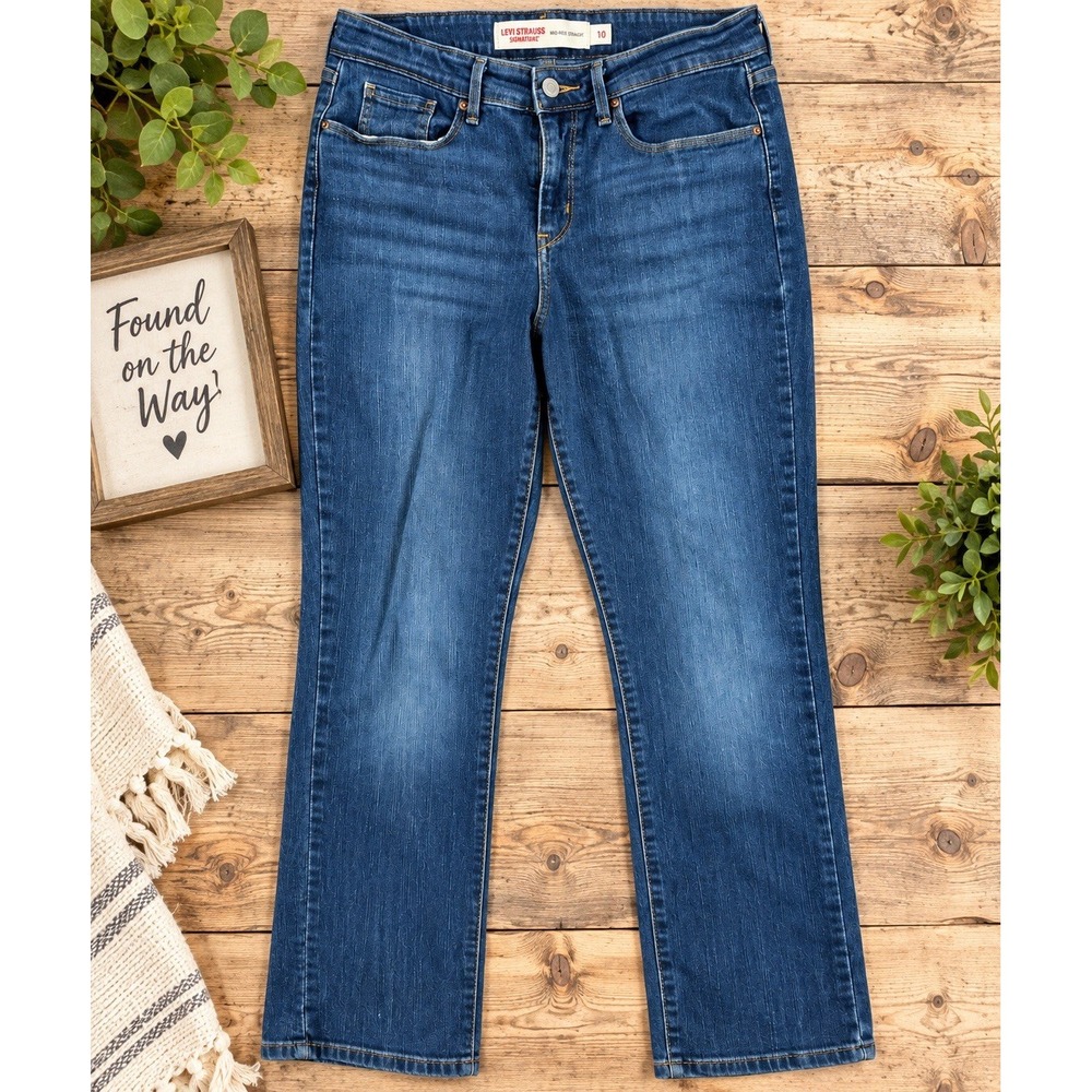 Levi Strauss Signature Women's Jeans Size 10 Mid Rise Straight Blue W30 L28 - Picture 2 of 16